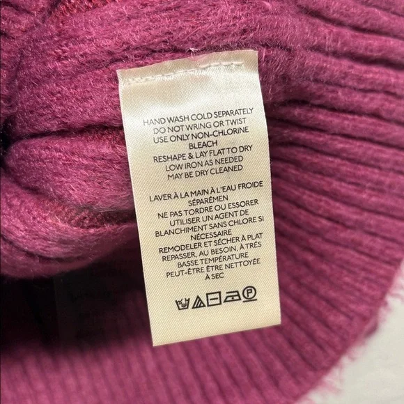 Free People Big City Oversized Chunky Knit Turtleneck Ribbed Sweater Mulberry M - Picture 4 of 6